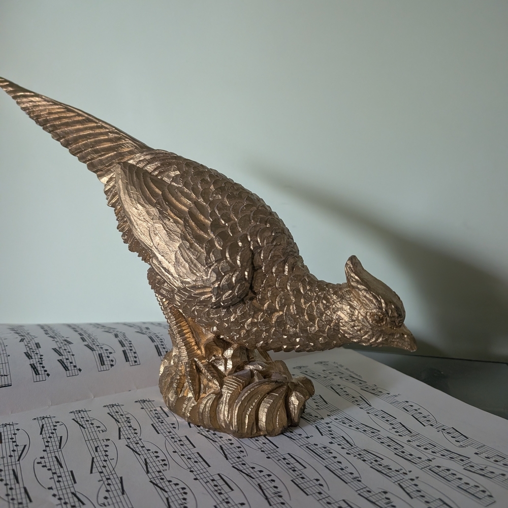 Vintage Gold Pheasant Sculpture
